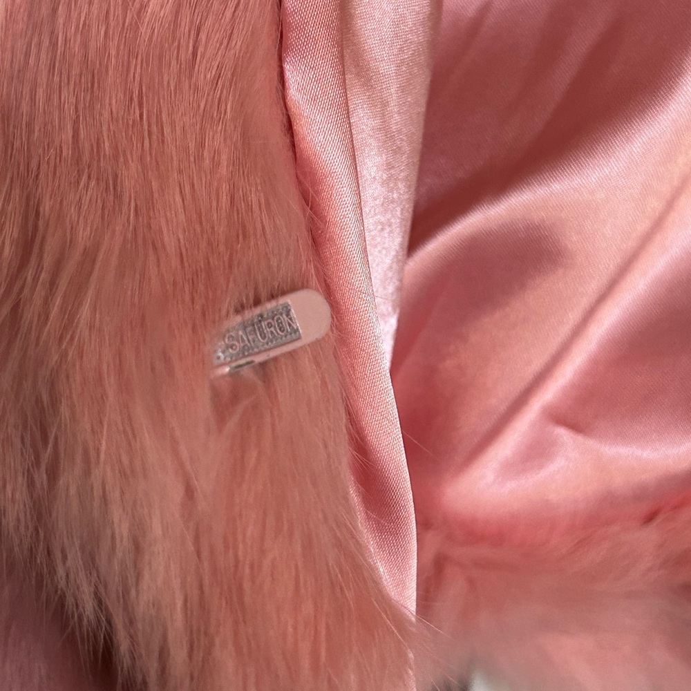 Pink Rabbit Fur Cropped Jacket - Picture 3 of 8
